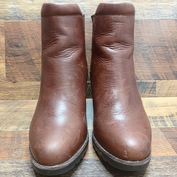 Sorel Women's Wedge Chelsea Boot Distressed Brown Leather Ankle Pull On NL2952-2 - Picture 2 of 8